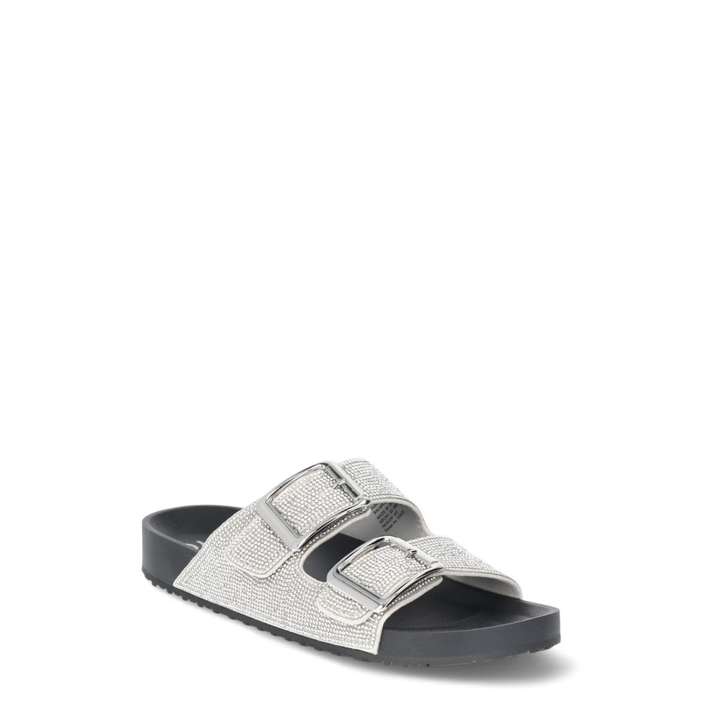 Steve Madden Bling Sandals Black Rhinestone Size 7.5 New
