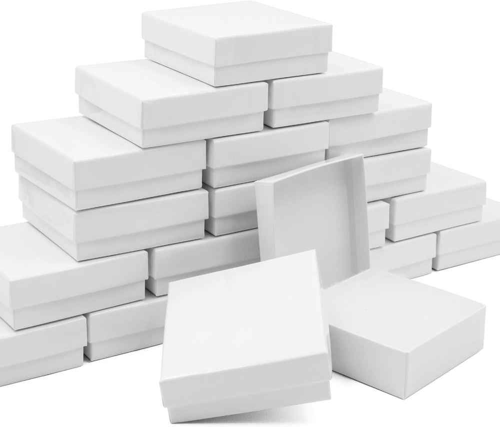 Cardboard Jewelry White Gift Boxes 20 Pack3.5×3.5×1 Inches, Its Apply to Display