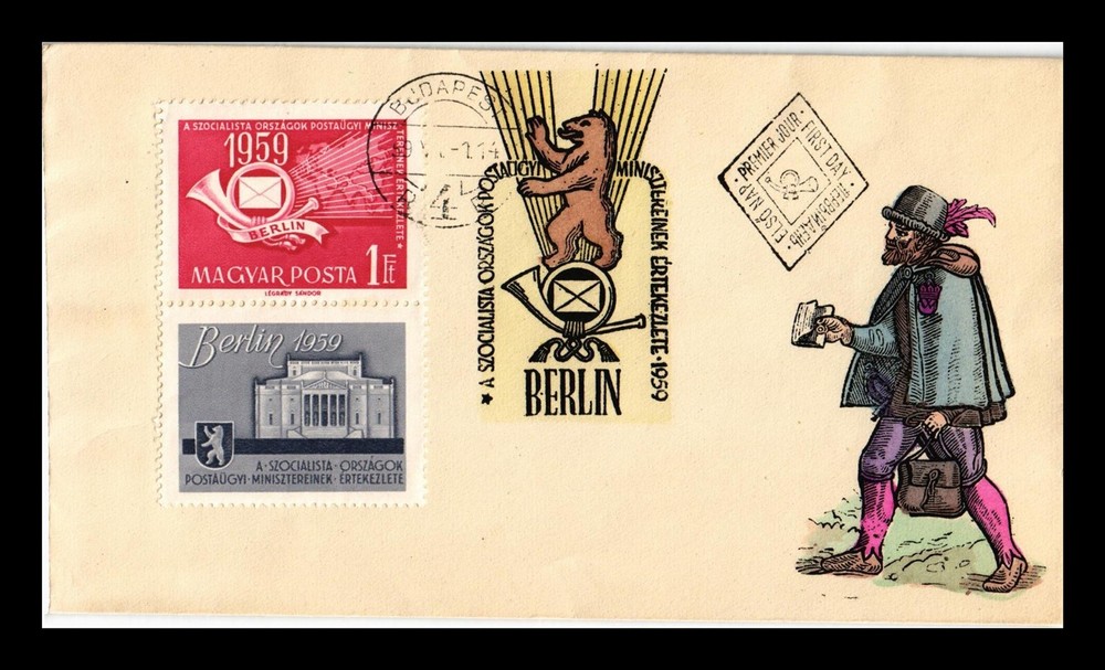 Dr Jim Stamps Hungary FDC Setenant Pair Socialist Countries Postal Meeting 1959