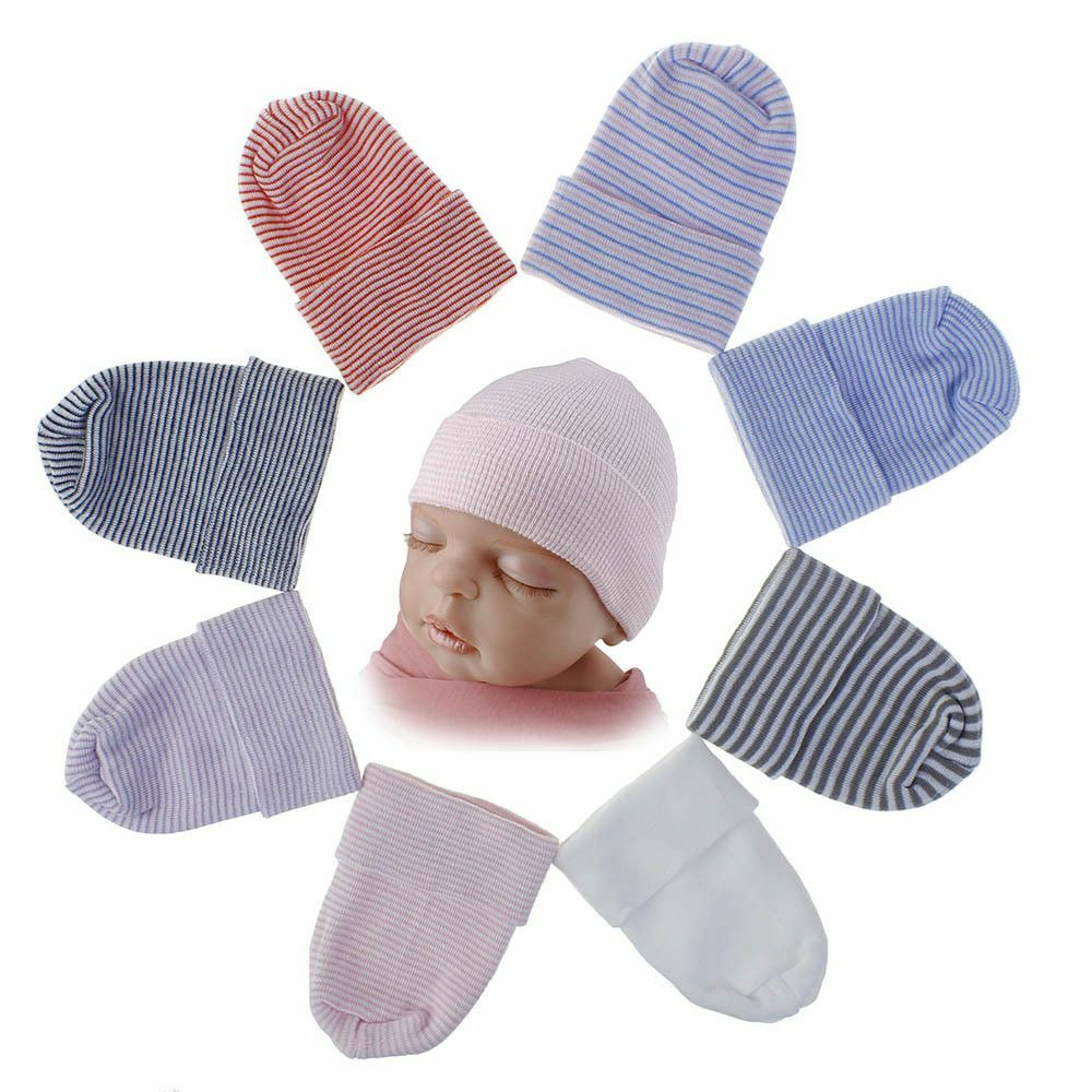 Baby Boy Girl Hat Newborn Hospital Cap Infant Striped Fetal Hat Beanie Hat