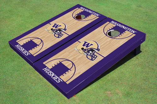 UW Huskies Purple Helmet & Basketball Court Cornhole Set  