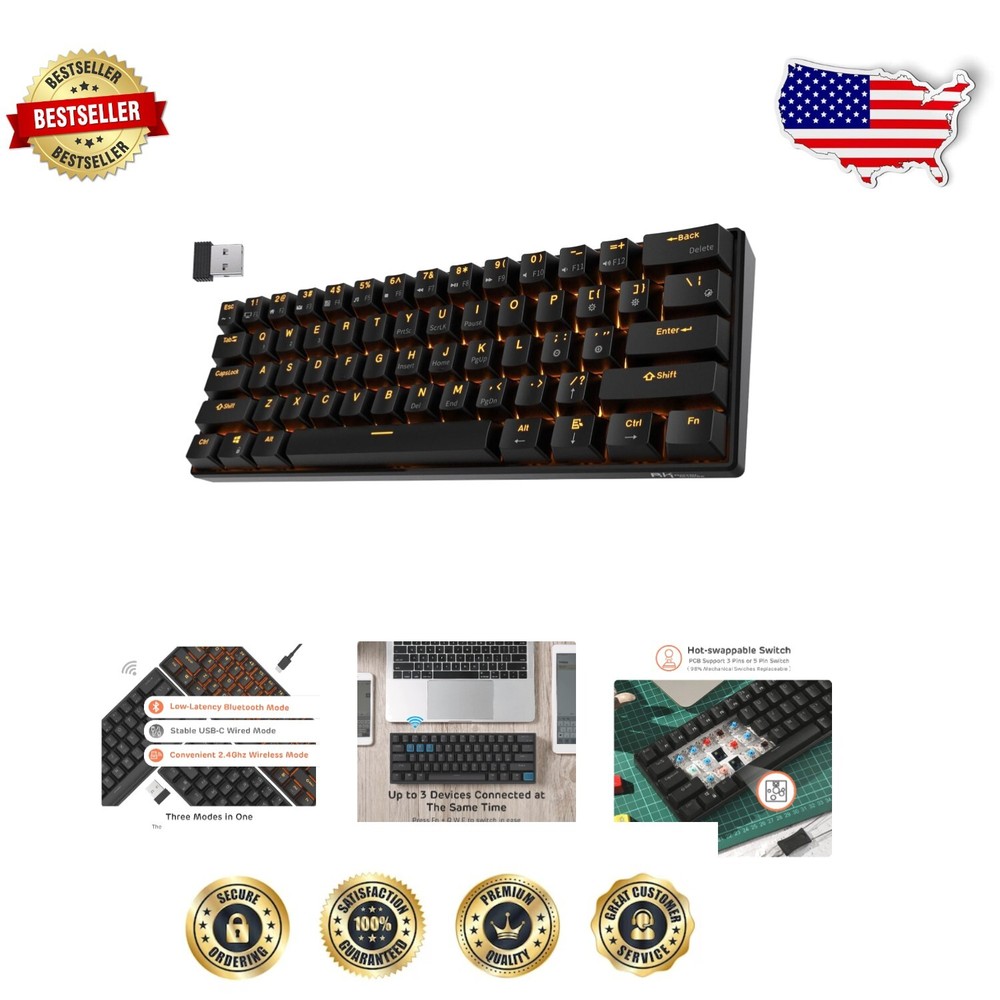 Modern RK61 60% Wireless Mechanical Keyboard for Gaming and Daily Tasks