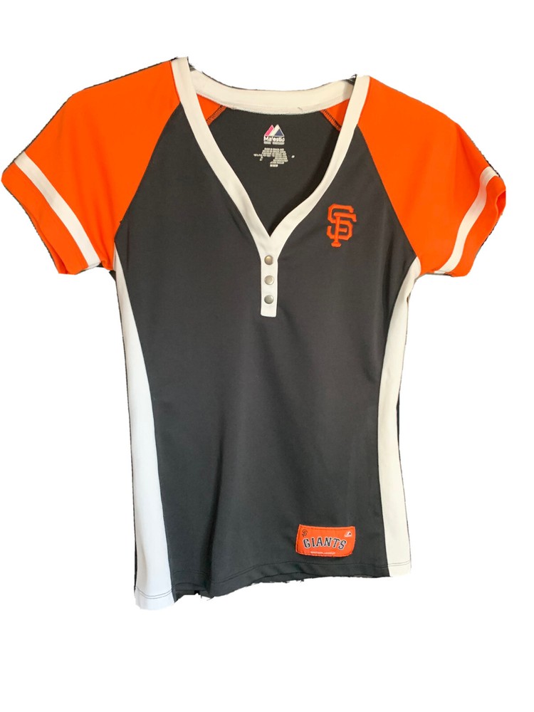 San Francisco Giants Womens Curveball Babe Jersey T-Shirt - MLB Majestic Medium