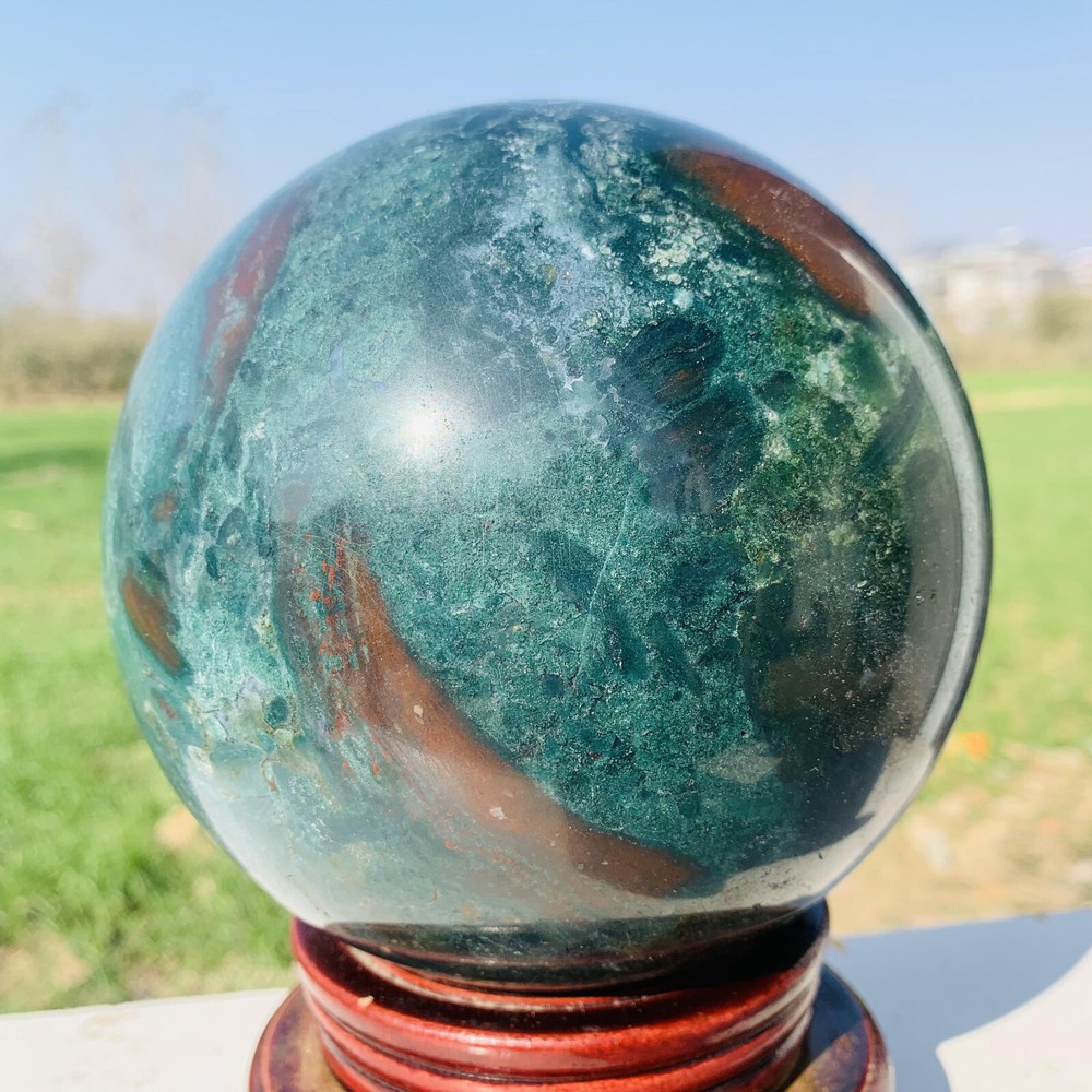 8.92LB Natural Marine Jasper Agate Stone Ball Crystal Gift Crystal Ball