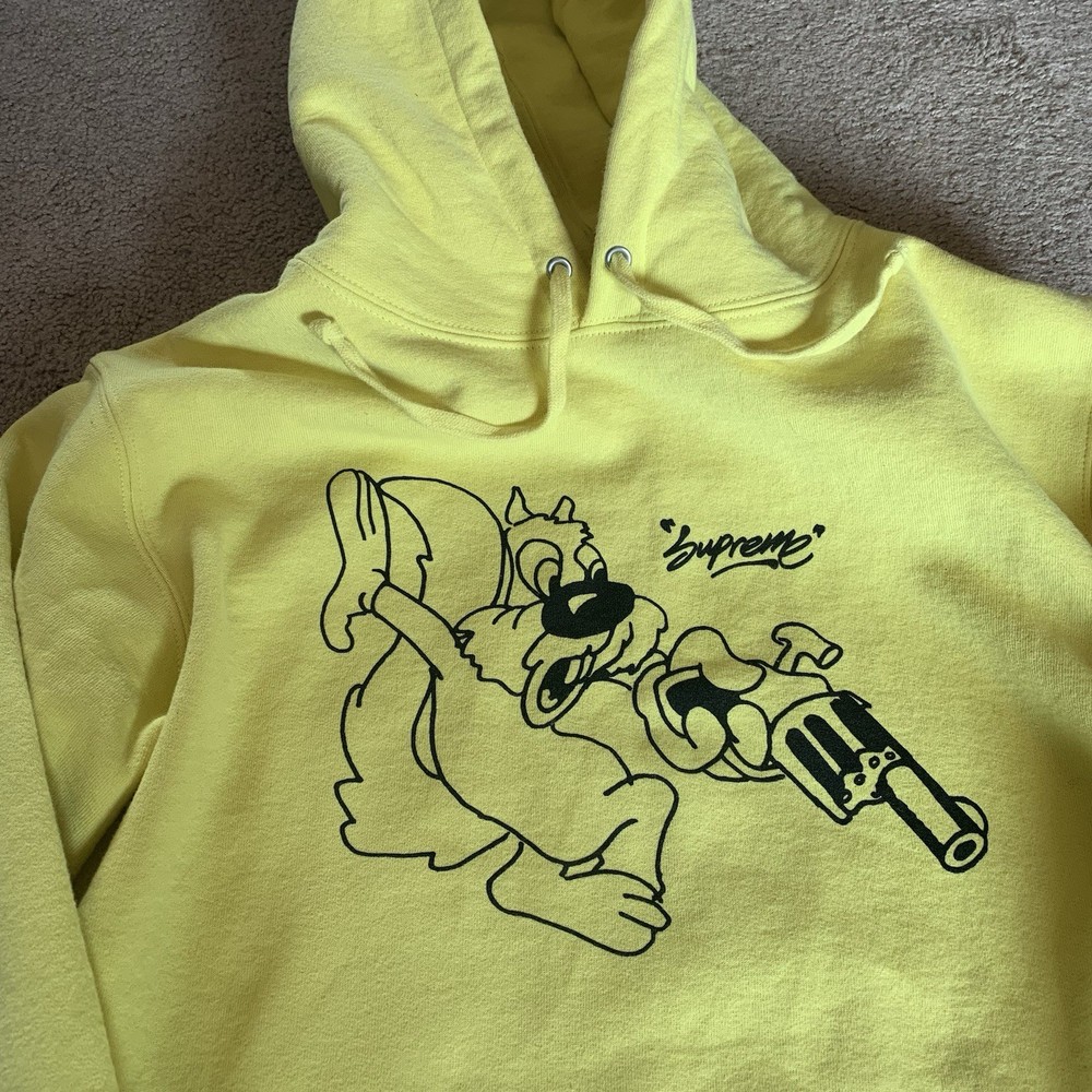 Supreme NY Lee Squirrel Logo Lemon Yellow Hoodie Sweatshirt SS18 L AUTHENTIC