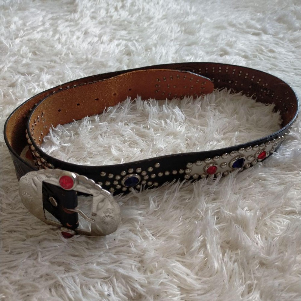 Ace Western Genuine Leather Belt Black W32 with Studs