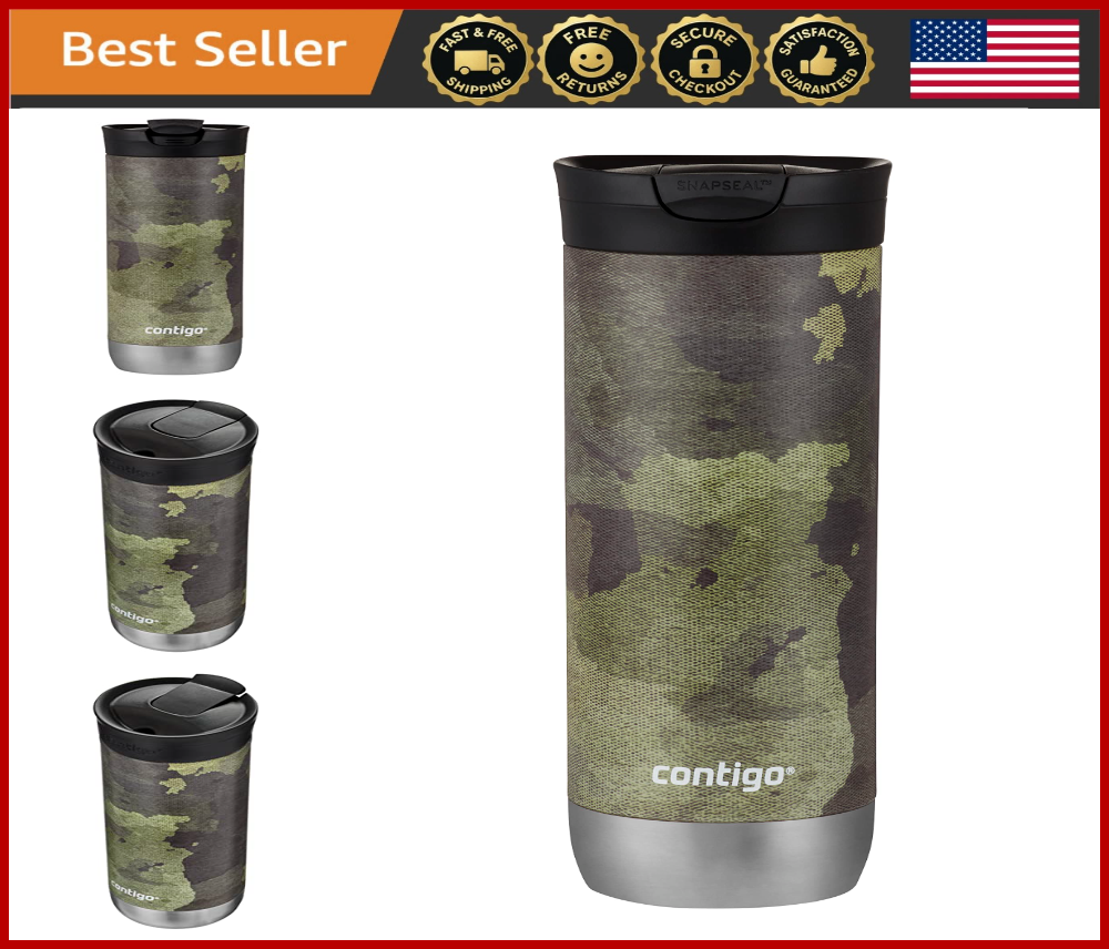 20oz Insulated Camo Travel Mug with Leak-Proof SNAPSEAL Lid