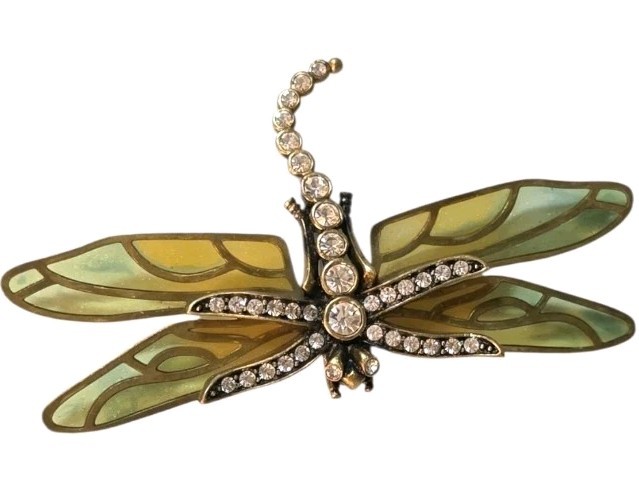 KJL Kenneth Jay Lane Plique a Jour Enamel Dragonfly W/Translucent Wings Brooch