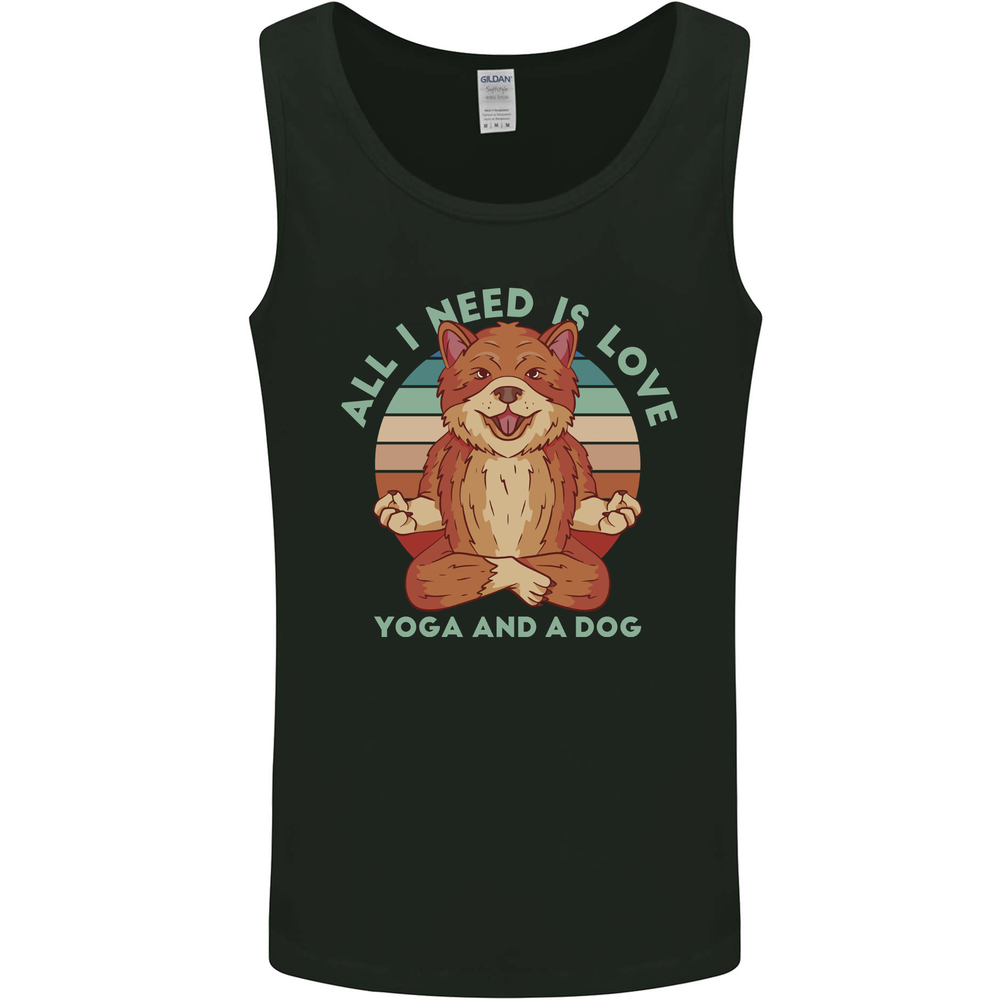 All I Need is Love Yoga and a Dog Funny Mens Vest Tank Top