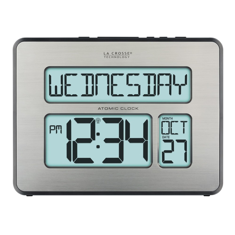 Atomic Full Calendar Clock with Extra Large Digits and Backlight - 513-1419BLv4-INT