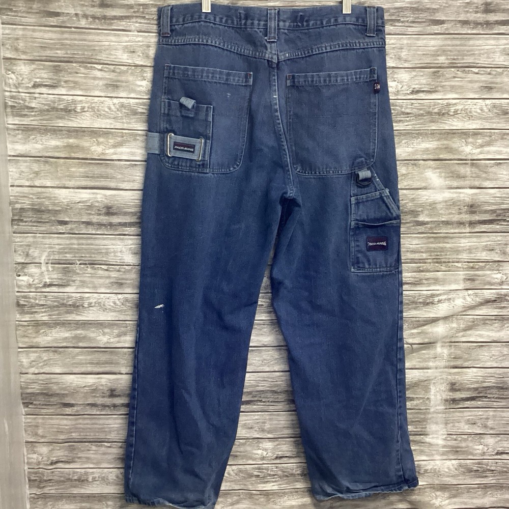 Vintage Paco Mens Blue Medium Wash 38X32 Baggy Carpenter Jeans Y2K Hip Hop