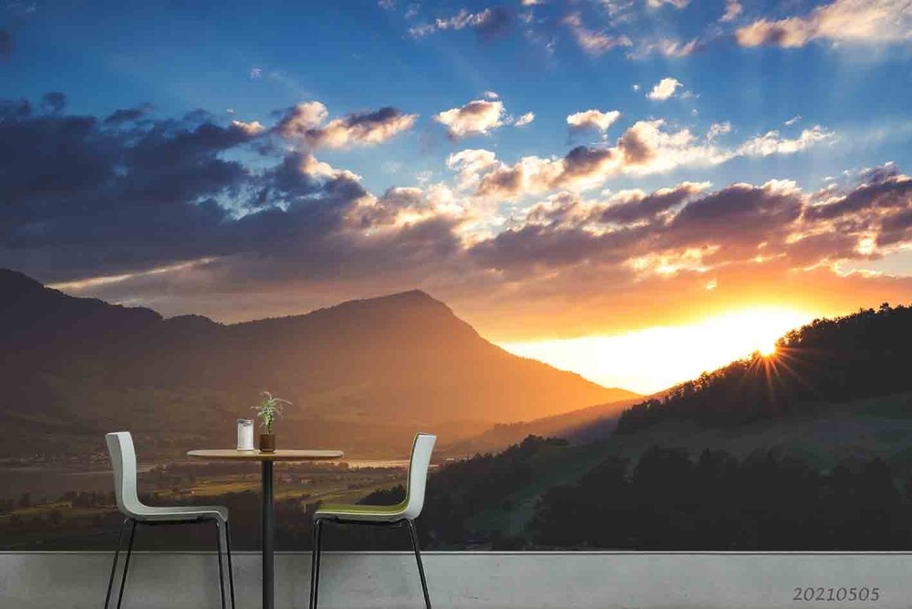 3D Sky Mountain Sunrise Landscape Wall Murals Wallpaper Murals Wall Sticker