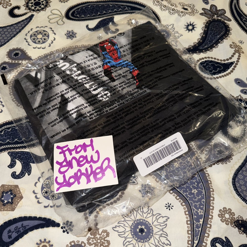 Supreme Spider Man Black Tee, XLarge. IN HAND and Brand NEW