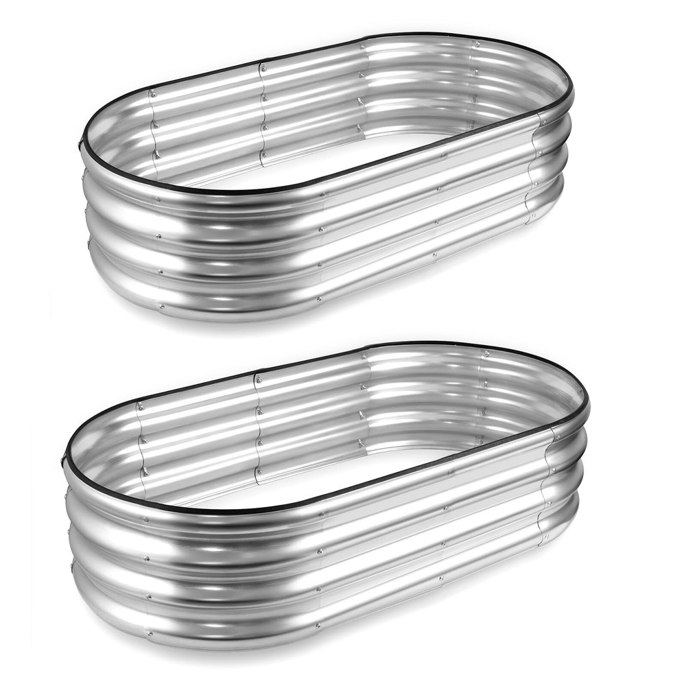 Galvanized Steel Raised Garden Bed 2-Pack 4x2x1ft Outdoor Planter Boxes