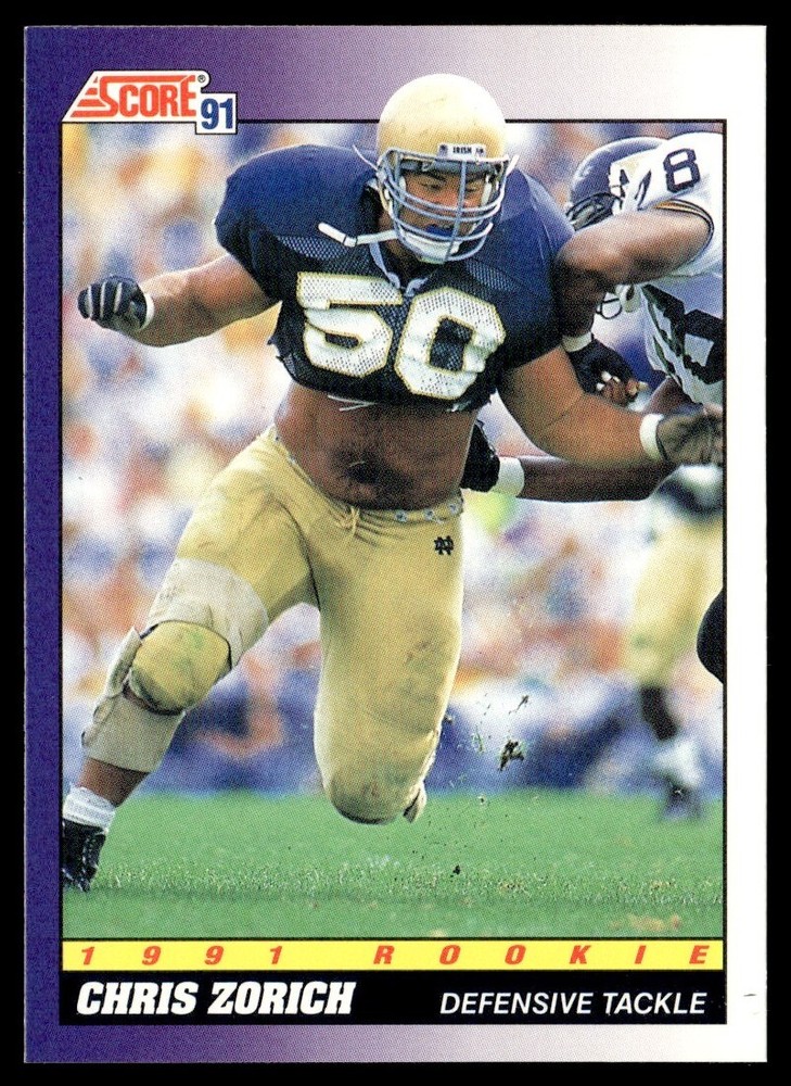 1991 Score Chris Zorich Rookie Chicago Bears #579