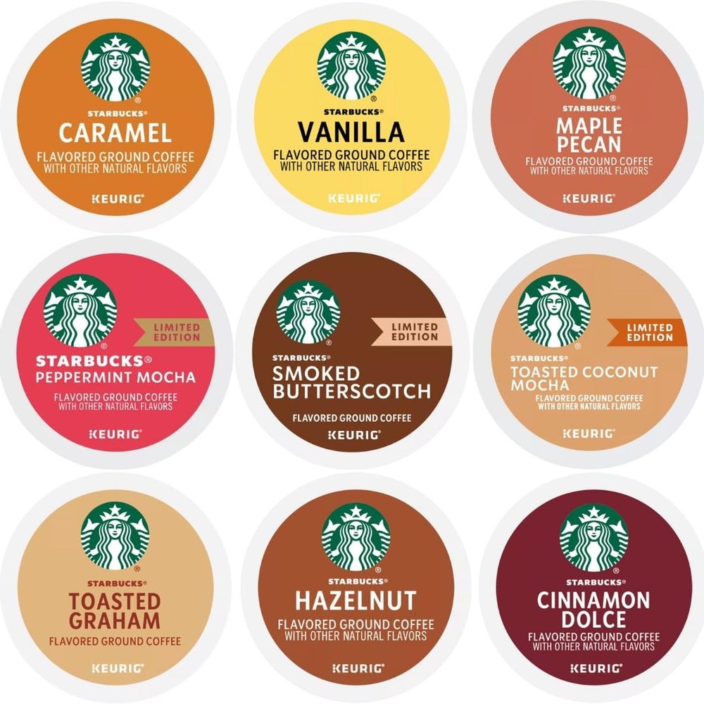 Starbucks K-Cup Coffee Sampler with Caramel Hazelnut Cinnamon Dolce