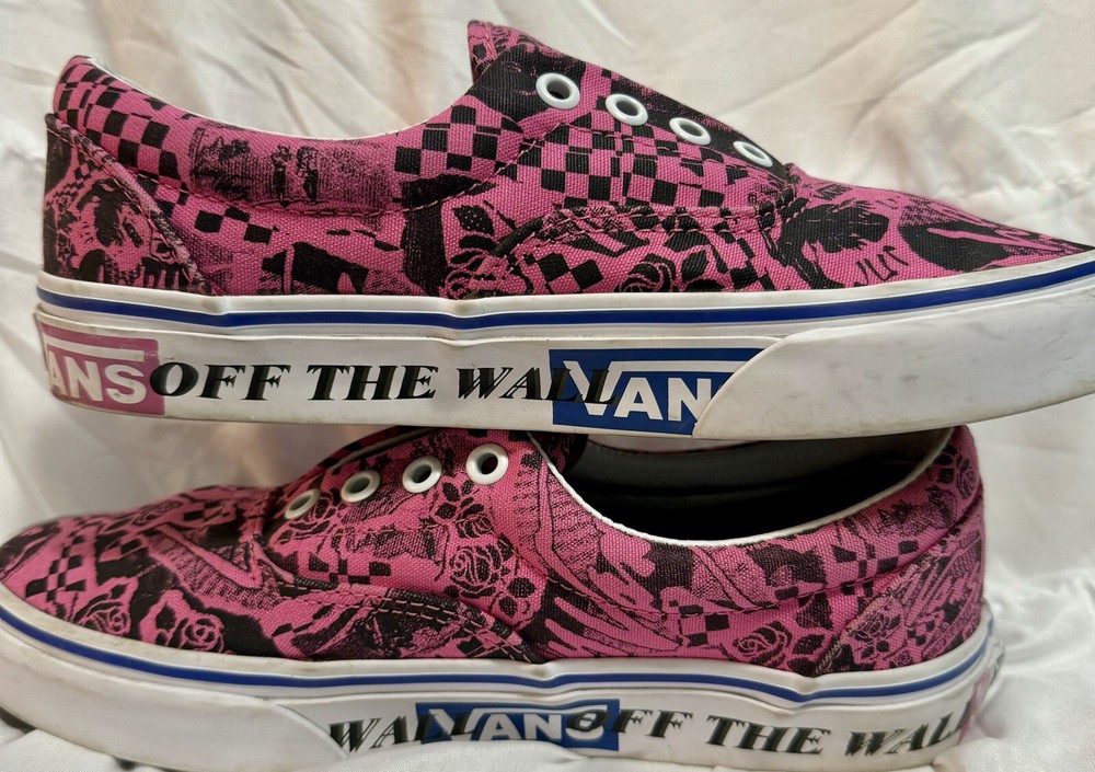 Lady Vans Rose Graphic Azalea Pink And Black Sneakers Size 7
