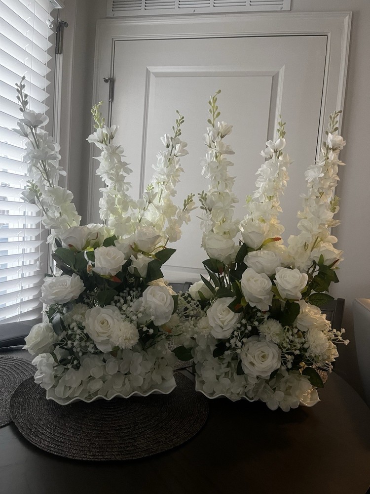 White Rose Floral Arrangements Set of 2