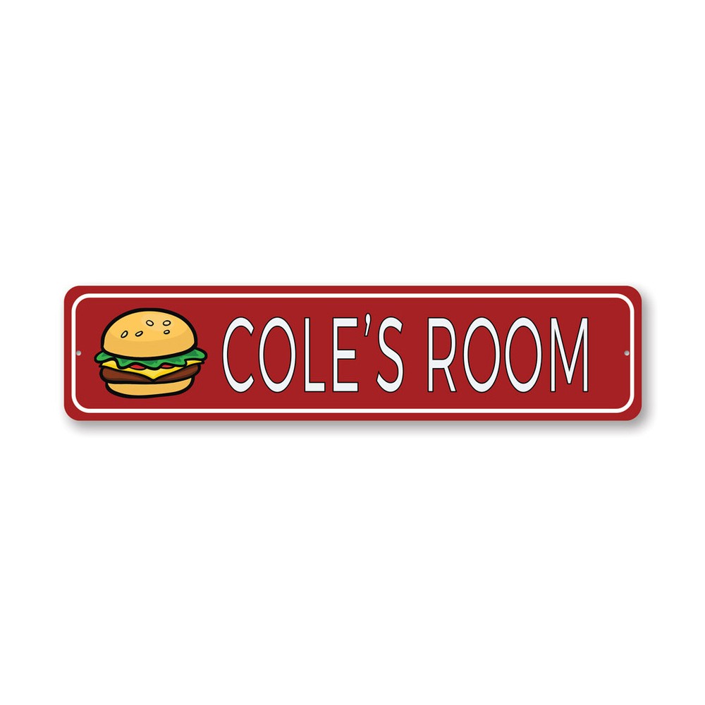 Personalized Cheeseburger Kid Room Sign Custom Name Door Wall Decor Metal Plaque