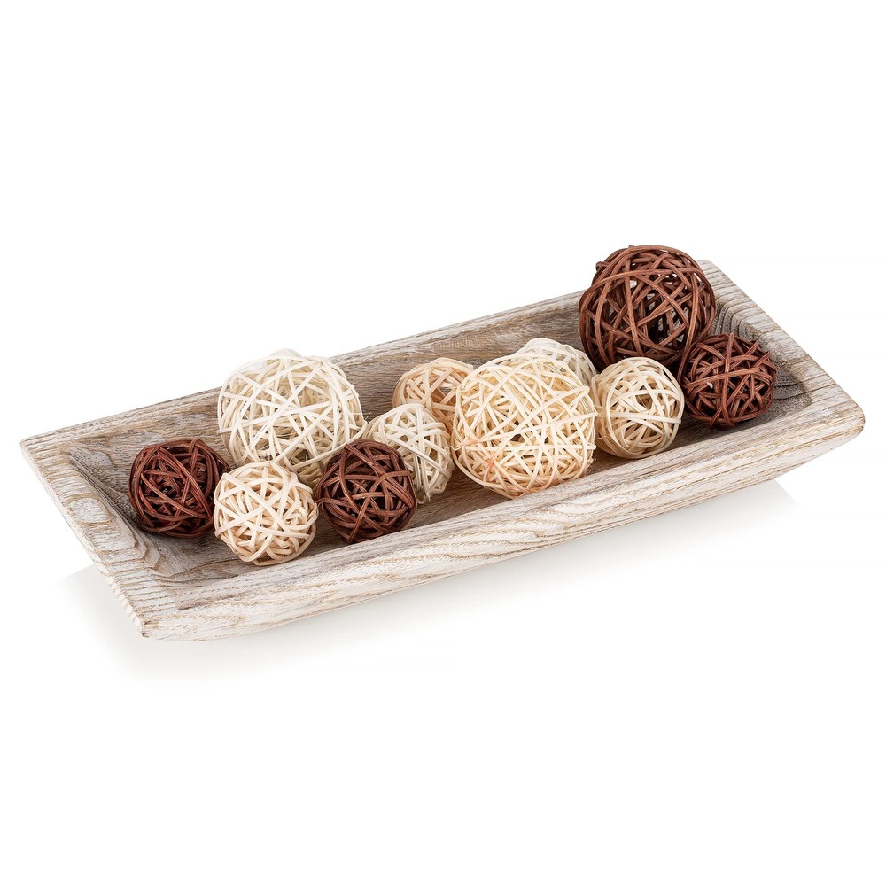 Long Natural Wooden Dough Bowl for Stylish Table Centerpiece Decorations