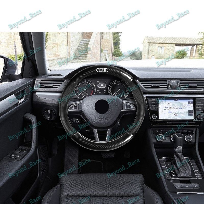Quality Leather Carbon Fiber Style Car Steering Wheel Cover For All AUDI 15