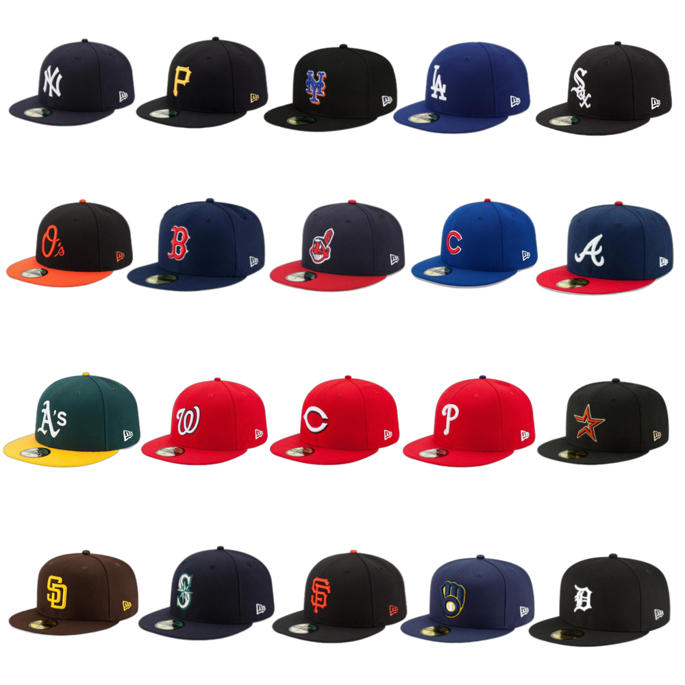 New MLB Fitted Hat Men's Baseball Solid Color Hat 59FIFTY Basic Stitched Hat