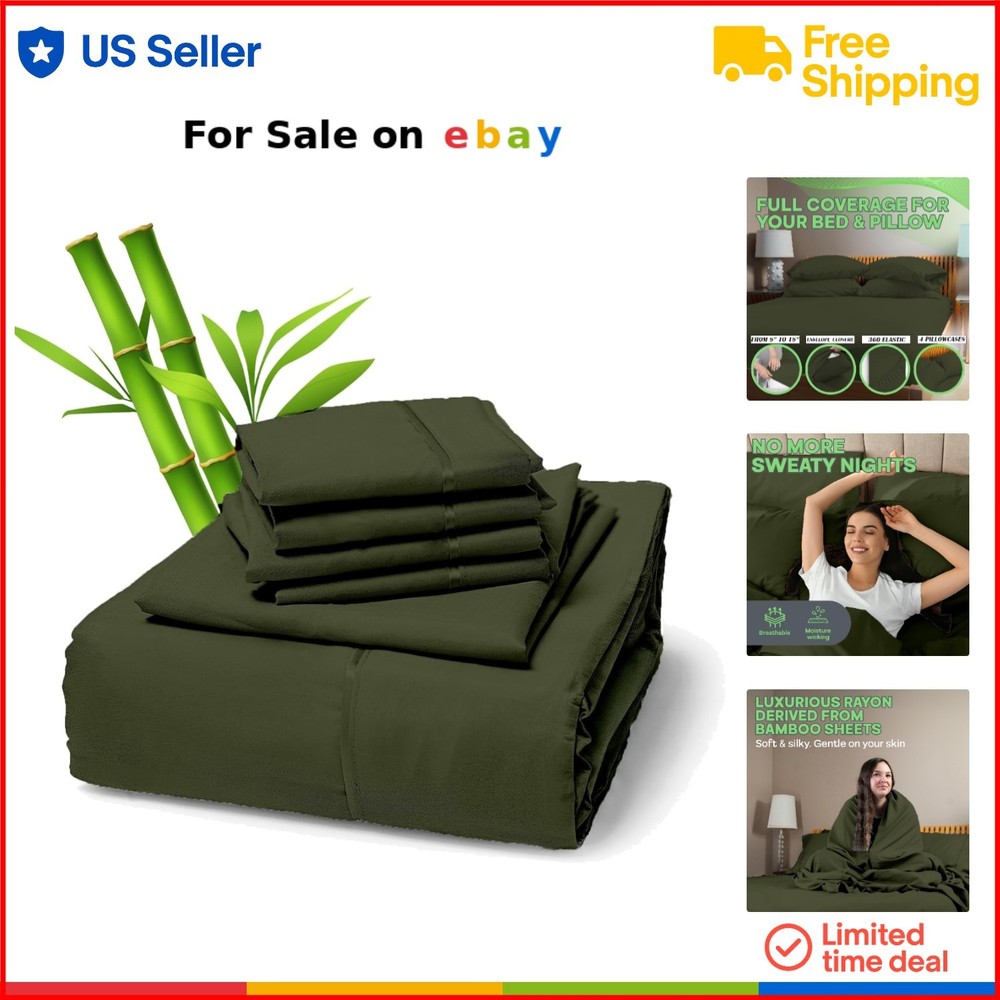 Bamboo Rayon Organic Cooling Queen Bed Sheets Set for All Seasons