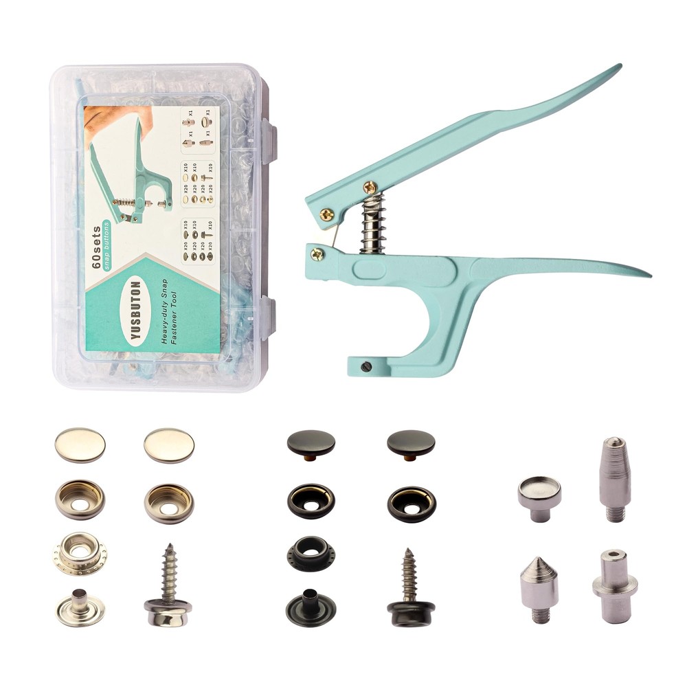 Heavy Duty Snap Fastener Tool kit，YUSBUTON 60 pcs Canvas snap kitsnap Fastene...
