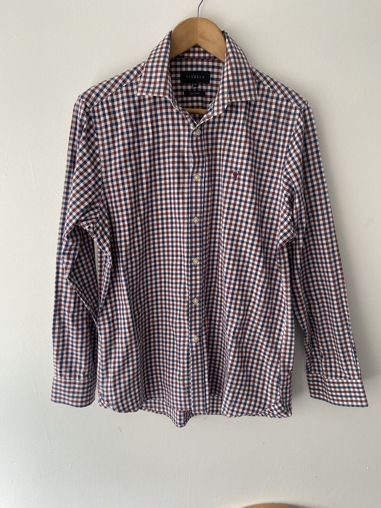 Viyella Shirt Mens Medium Check Long Sleeve Button  Pure Cotton