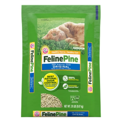 Feline Pine Original Natural Low Dust Non-Clumping Cat Litter 20lb Bag