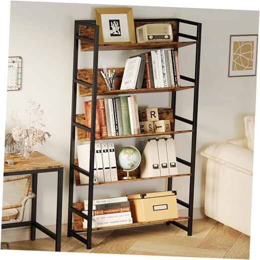 Bookshelf, 5 Tier Bookcase with Storage, Large Bookshelves and Bookcases with