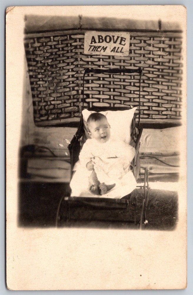 RPPC J. A. Marsh Jr. Studio Baby Above Them All C1910s Real Photo Postcard AB18