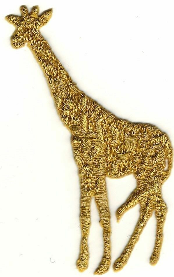Metallic Gold Giraffe Safari Embroidery Iron-On Patch 3+ Inches
