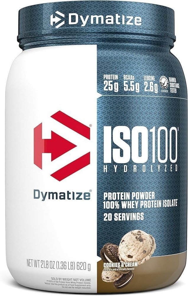 Dymatize ISO100 Whey Protein Powder Isolate Cookies & Cream with 25g Protein