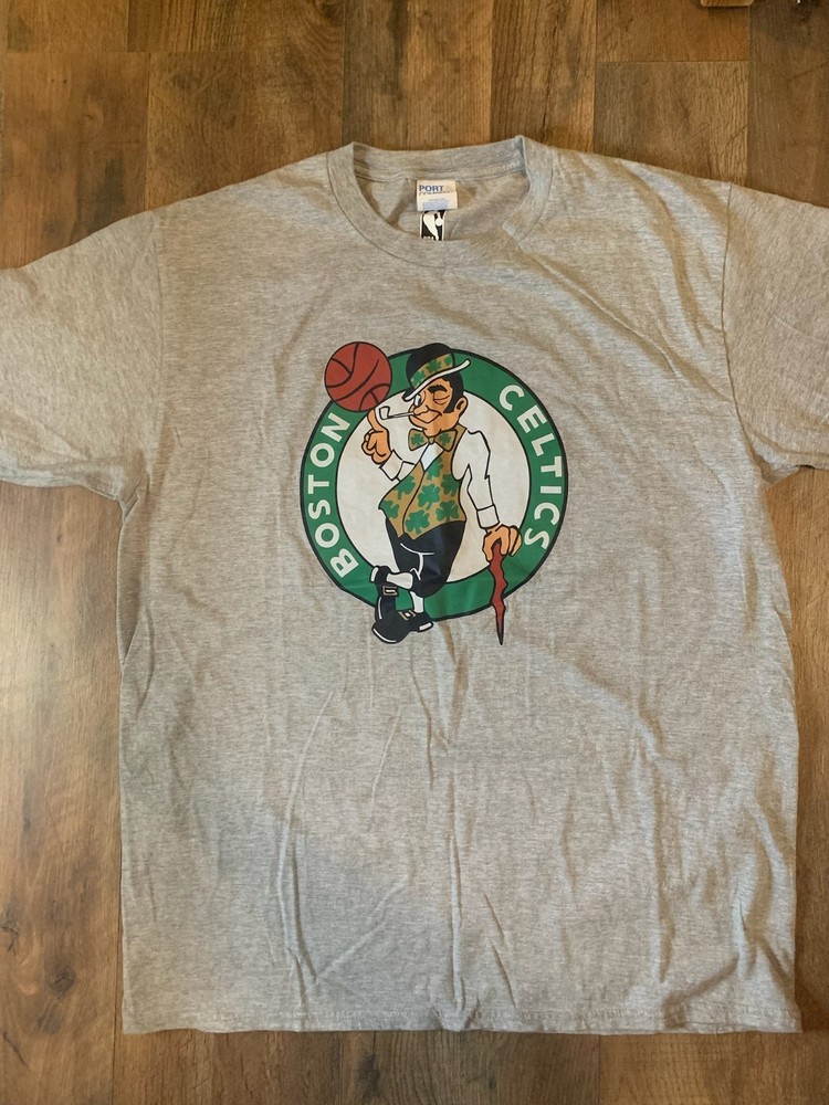 Boston Celtics Men's Gray Logo Tee Short Sleeve Size Large NBA Basketball