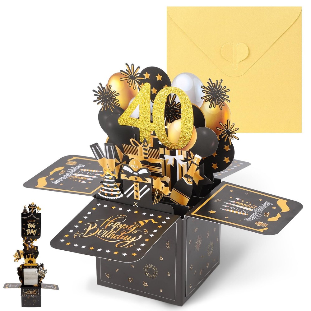 40Th Birthday Card, 40Th Birthday Pop-Up Greeting Card for Women Pop up Greet