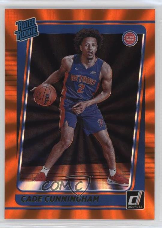 2021-22 Panini Donruss Rated Holo Orange Laser Cade Cunningham #211 Rookie RC