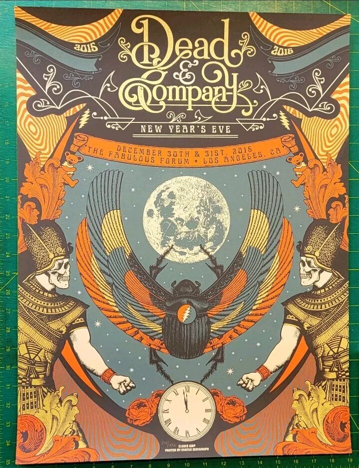 Dead and Company 2015 NYE Gold Glitter Poster Limited Edition X/1050 Rare-image