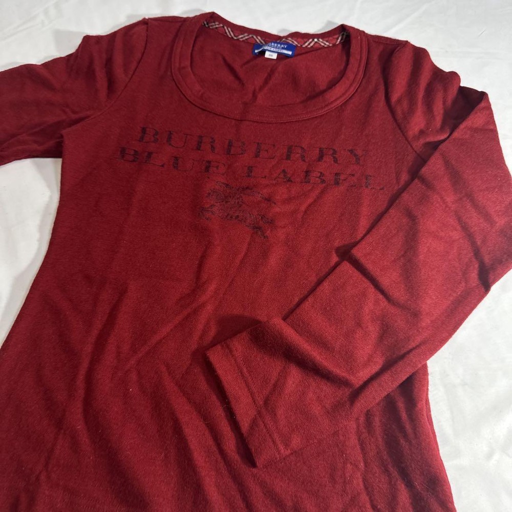 Burberry Blue Label Long Sleeve Wool Sweater T-Shirt Size 38 Excellent Condition