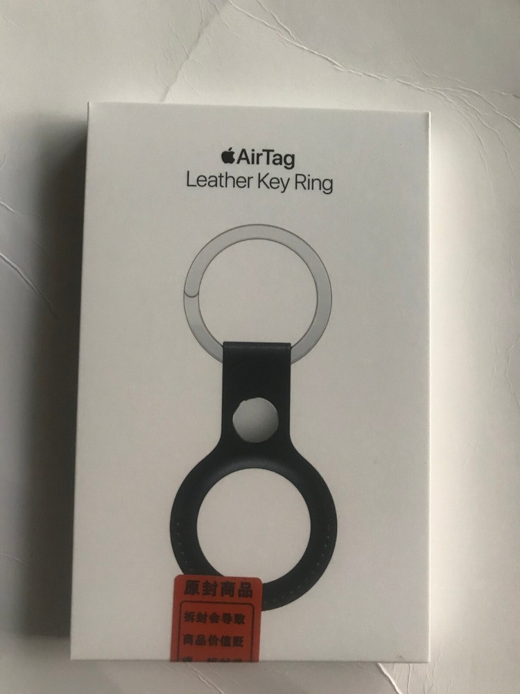 New Genuine OEM Apple AirTag Leather Key Ring in Midnight – Original in Box