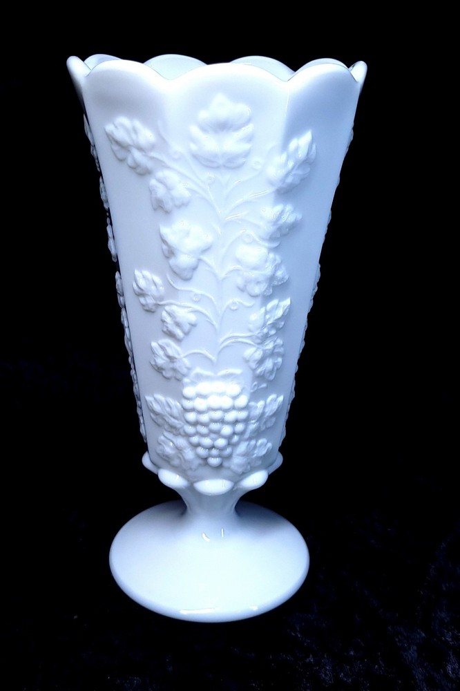 Westmoreland Milk Glass Panel Grape Vase 9.5 Inch Elegant Collectible
