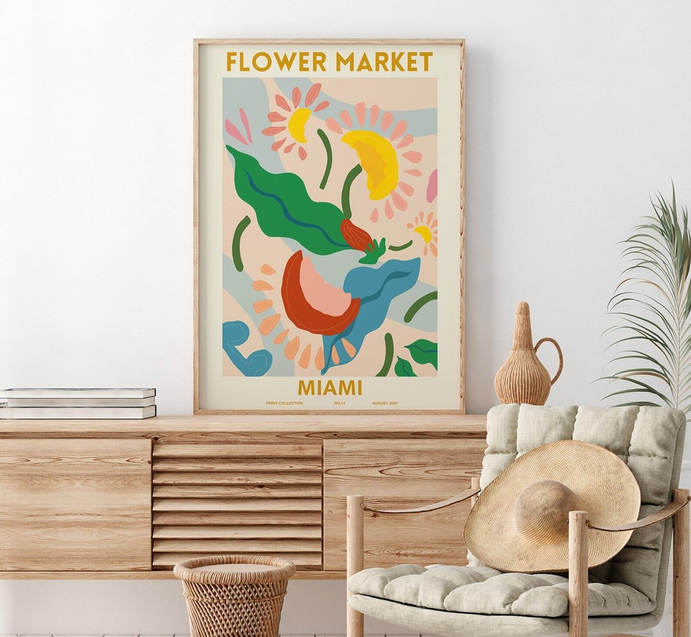 Flower Market Print Flower Market Poster Flower Market Poster Miami Flower Wall