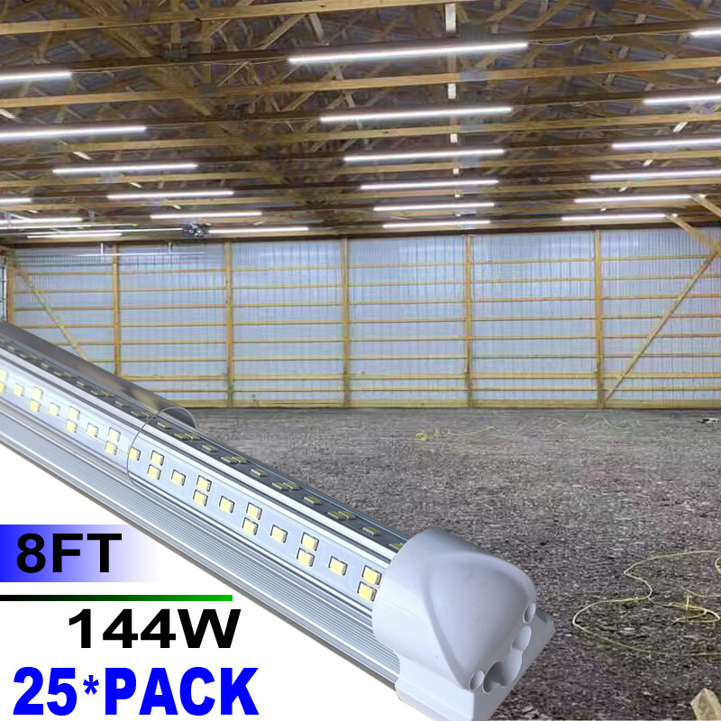 8ft LED Shop Light 144W 4 Row 96 Inch Cooler Door Freezer LED Tube Fixture 25/PC