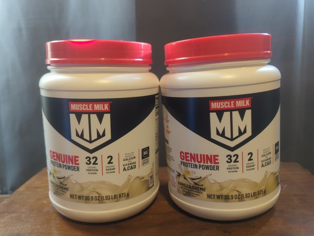 Muscle Milk Genuine Protein Powder, Vanilla, 32g Protein 1.9lb, 30.9oz LOT OF 2!