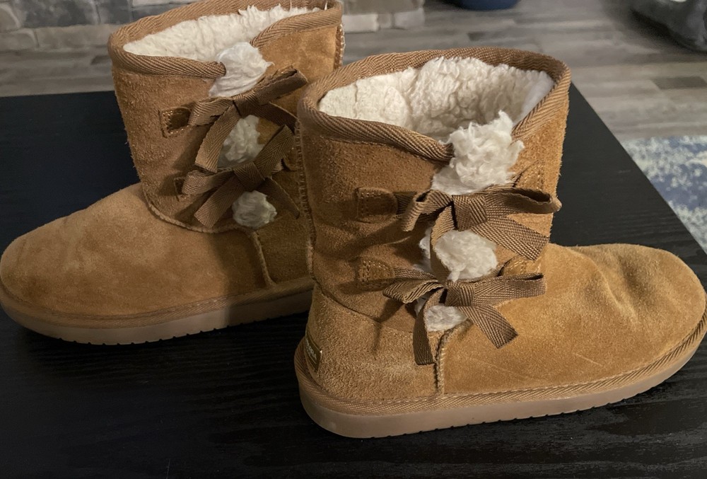 Koolaburra by UGG Youth Girls Sz 3 Shoes Brown Suede Shear Lined Comfort Boots