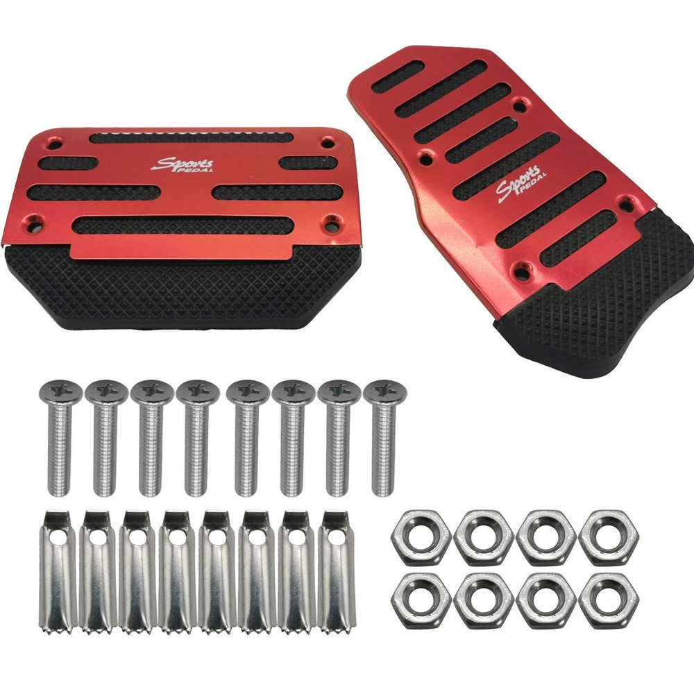 Universal 2 PCS Automatic Car Gas Brake Pedal Cover Pad Red Gas Brake Foot Pe...
