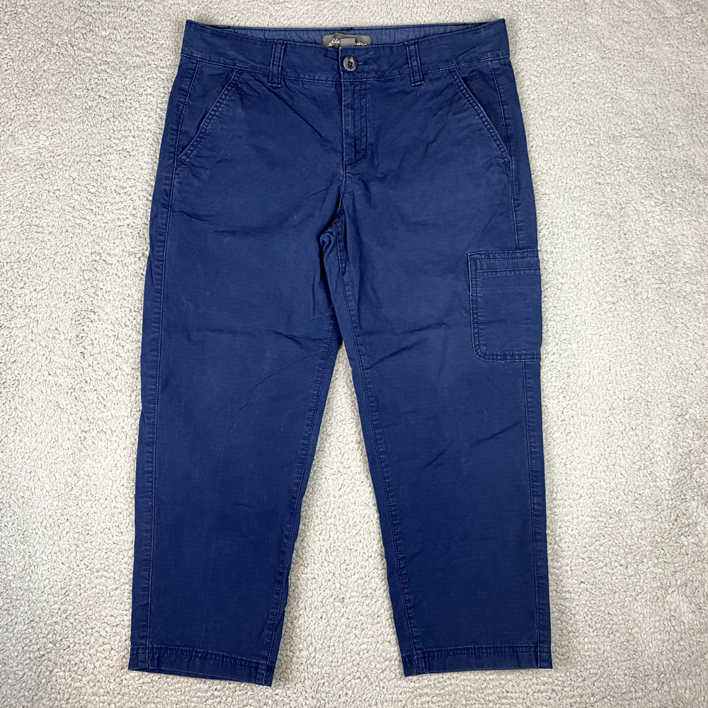 Eddie Bauer Pants Women 8 Navy Capri Cargo Ripstop Specially Dyed Hiking Outdoor