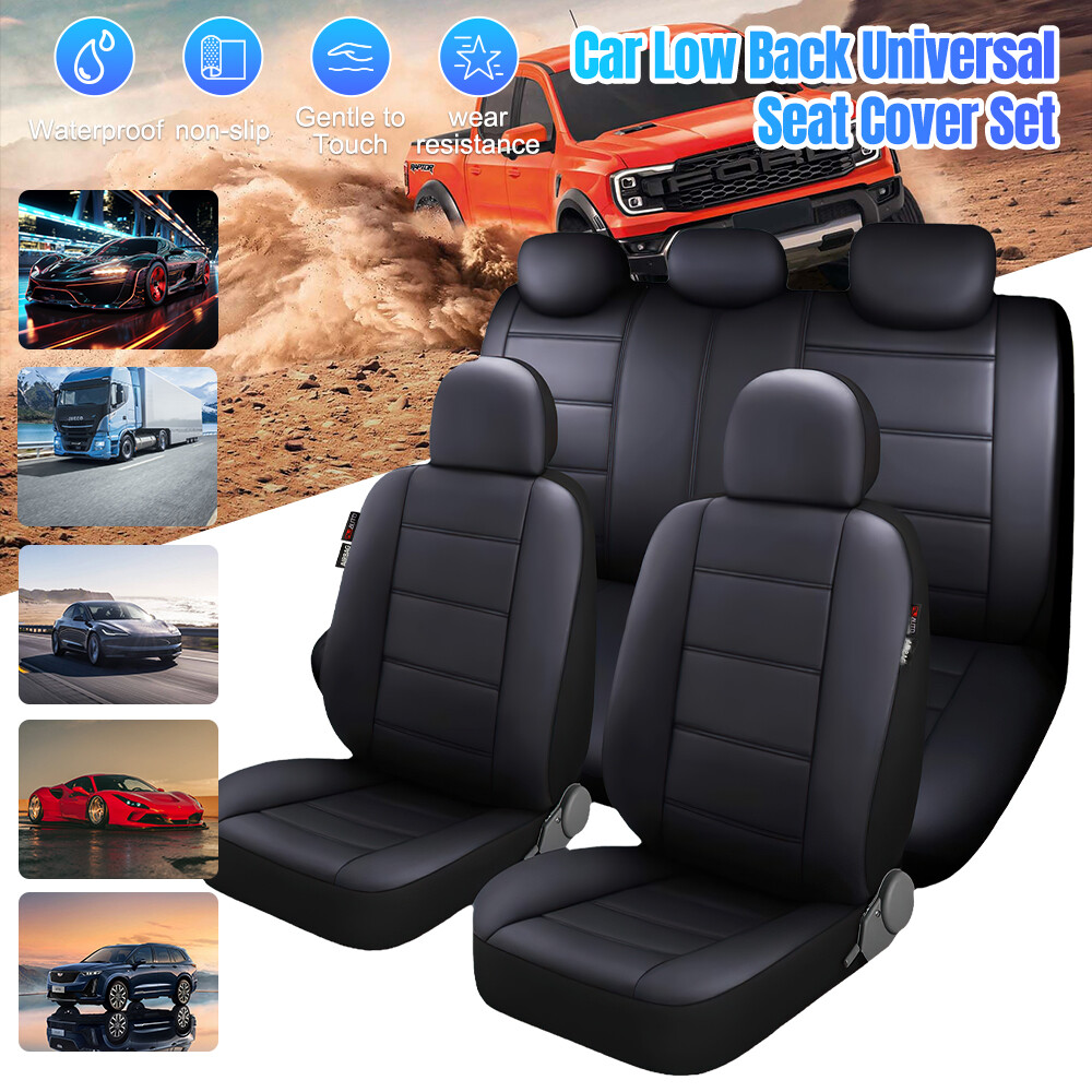 Luxury Car Seat Cover Waterproof Leather 5 Seats Full Set Front Rear Back Cover
