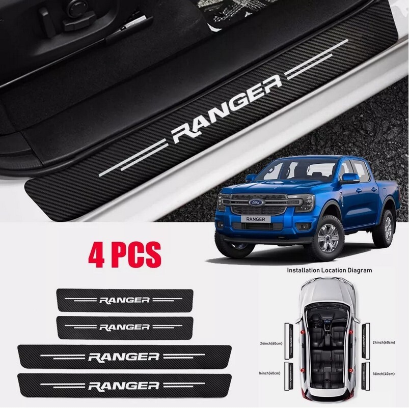 4PCS Ford Ranger Door Sill Scuff Guard Anti-Scratch Protector Stickers