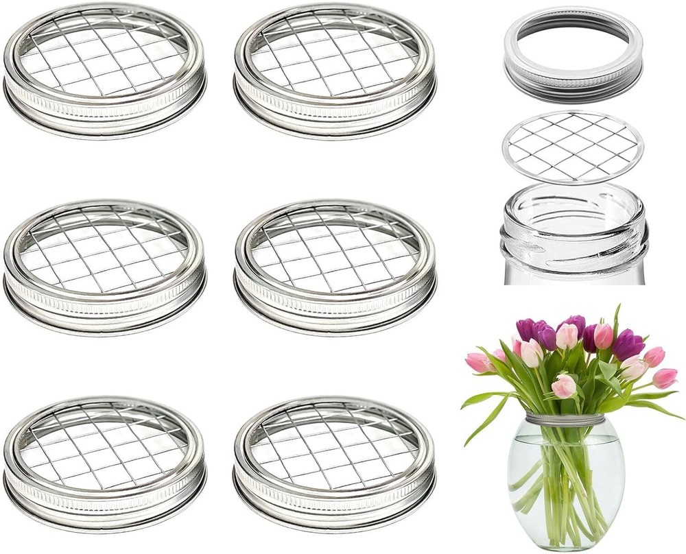 Mason Jar Flower Insert Lids Wide Mouth Canning Jars Lid Insert...